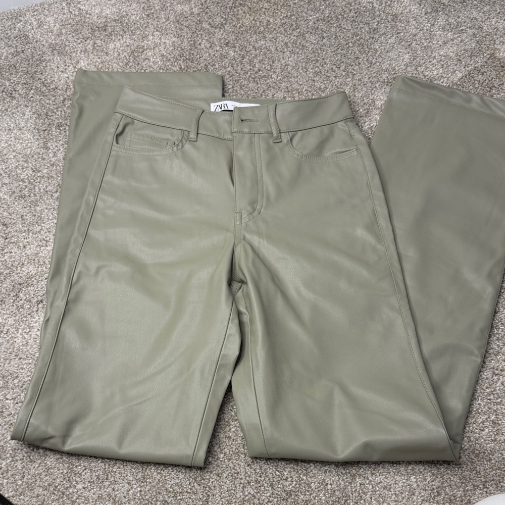 Zara Sage Green Straight Leg Pants